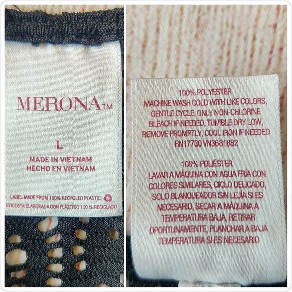 Merona belted sheer black lace swim coverup sz L - Picture 7 of 7